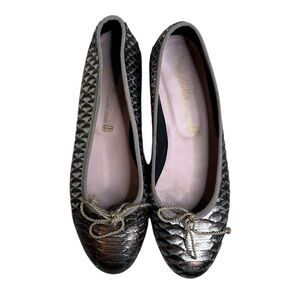 Pretty Ballerinas Ballet Flats – Bronze Reptile Leather – Size 39